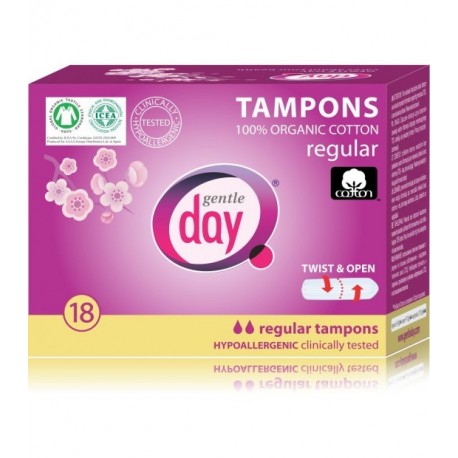 TAMPONY 100% CERTYFIKOWANEJ BAWEŁNY EKOLOGICZNEJ, REGULAR 18 szt., GENTLE DAY