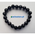 ONYKS CZARNY FASETOWANY, BRANSOLETKA KULKI 10 mm