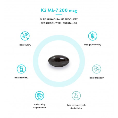 WITAMINA K2 MK7 200 MCG, MENA Q7  60kaps. VISANTO UKRYTE TERAPIE JERZY ZIĘBA