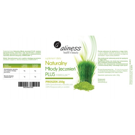 NATURALNY MŁODY JĘCZMIEŃ + FIBREGUM 250g PROSZEK ALINESS