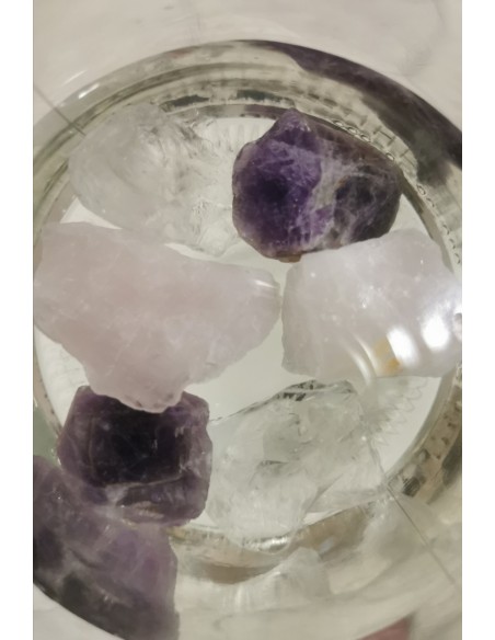 KRYSZTAŁ GÓRSKI + KWARC RÓŻOWY + AMETYST ( ZESTAW DO WODY )