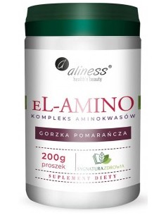 EL-AMINO - KOMPLEKS AMINOKWASÓW, SMAK POMARAŃCZOWY,200G PROSZEK - ALINESS, SYGNATURA ZDROWIA