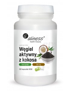 WĘGIEL AKTYWNY Z KOKOSA " FOOD GRADE" 300 mg x 100 Vege caps. - ALINESS